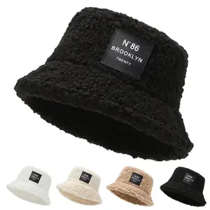Unisex N86 Brooklyn Label Lambhair Bucket Hats Warm Fishermen Caps Outdoor Casual Cap Sunscreen Hat