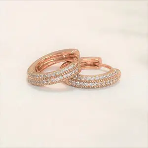 Gold Plated Minimalist CZ Hoop Earrings for Women - Lightweight and Hypoallergenic