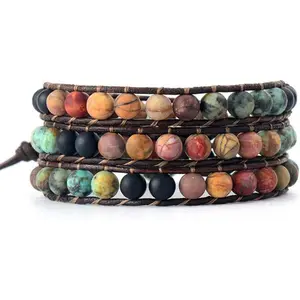Boho Wrap Bead Bracelet for Women -  Adjustable  Stone Beaded Bracelets Yoga  Bracelet Bangle Hippie