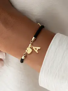Heart-Shaped Initial Letter Women's Bracelet, Simple Classic Adjustable Ladies Wristband, Casual Style, All Seasons, Letter Link Bracelet, Personalized Jewelry