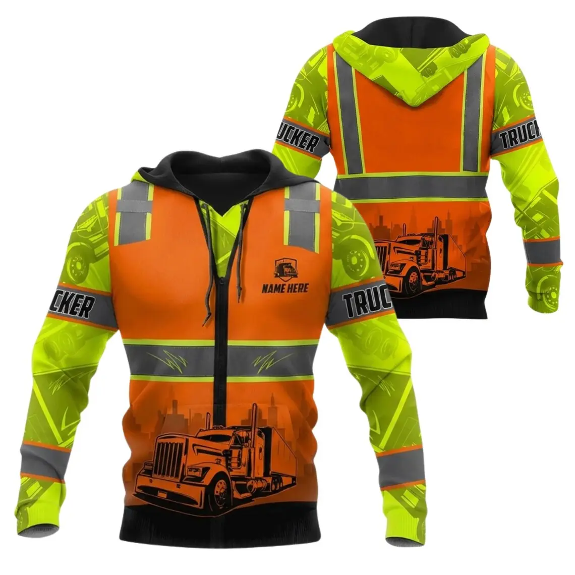 Persionalized Hoodie Trucker Safety 3D HOODIE All Over Print