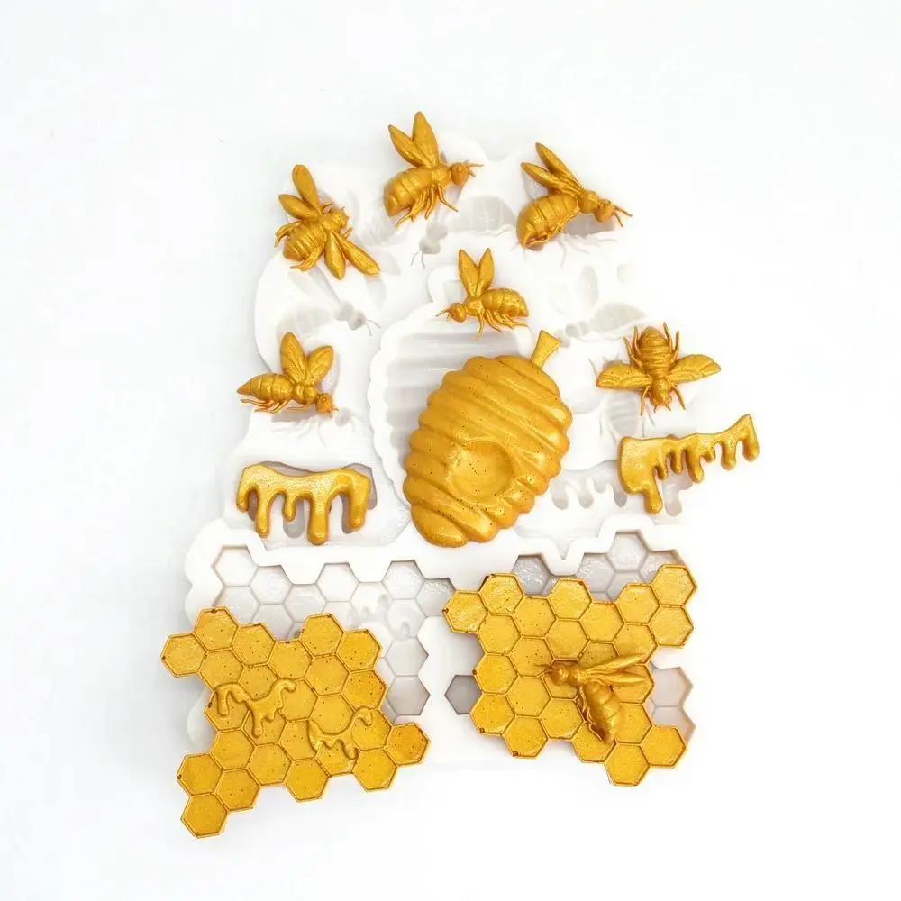1pc Bee & Honeycomb Silicone Baking Mold - DIY Chocolate, Fondant, Candy Making Kit, Creative Cake Decorating with Detailed Bee Designs, Reusable Chocolate Mold, Silicone Molds, Silicone Molds For Chocolate