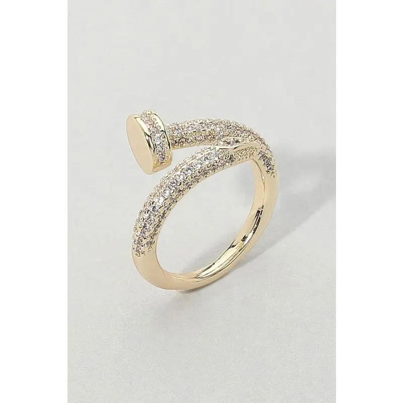 Cz Stone Paved Nail Wrap Ring