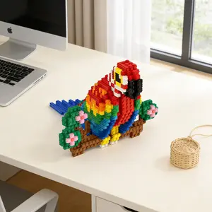 Colorful Macaw 3D Puzzle Building Block Decor, Perfect for Home Office Shelves, Party Decor, Ideal Gift for Holidays, Handmade Craft
