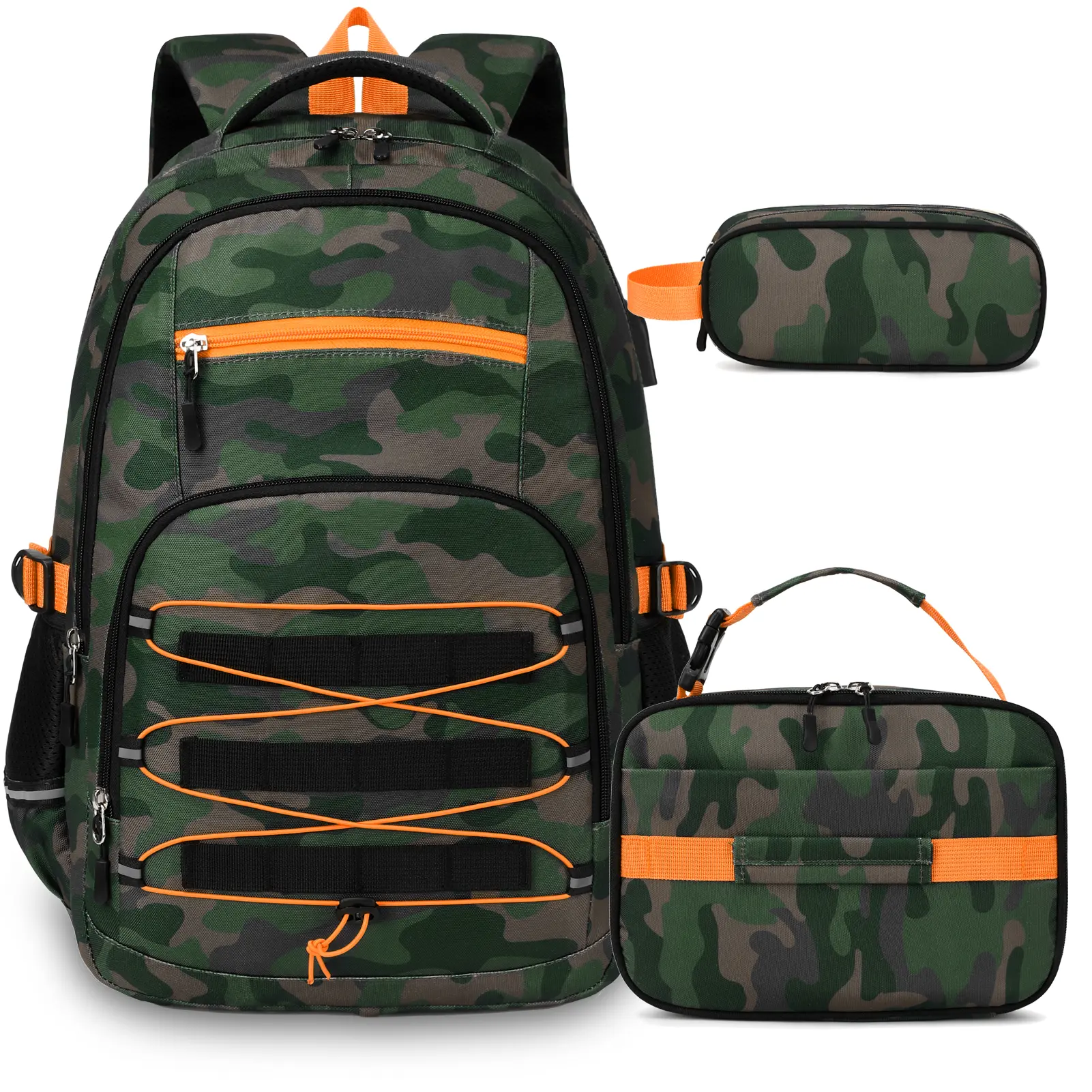 [Auction Only-B10] SIMILOVE Camo Backpack for Boys, Tactical  Backpack Boys, School Bags for Boy Children Teens  Elementary Middle High School, Military Bookbag and Lunch Bag Pencil Case Set with USB Charging Port,sohochic