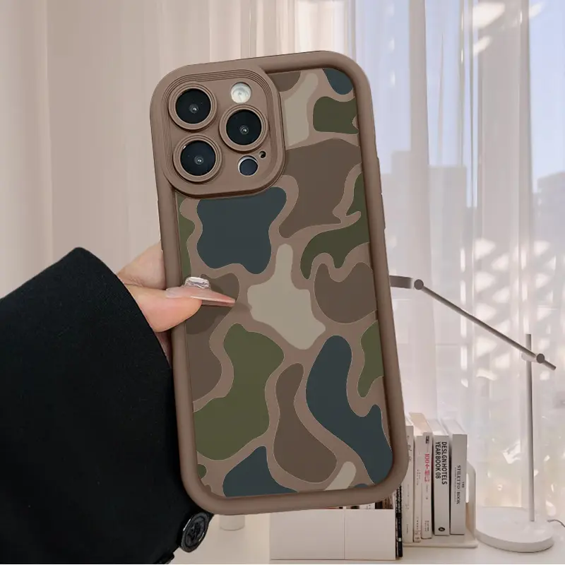 Classic Camouflage Silicone Cellphone Casing - Protective, Pocket-Friendly, Shockproof Accessory for iPhone 17 Air,16 Pro Max,15 Plus,14,13,12,11,XS,X Smart Devices