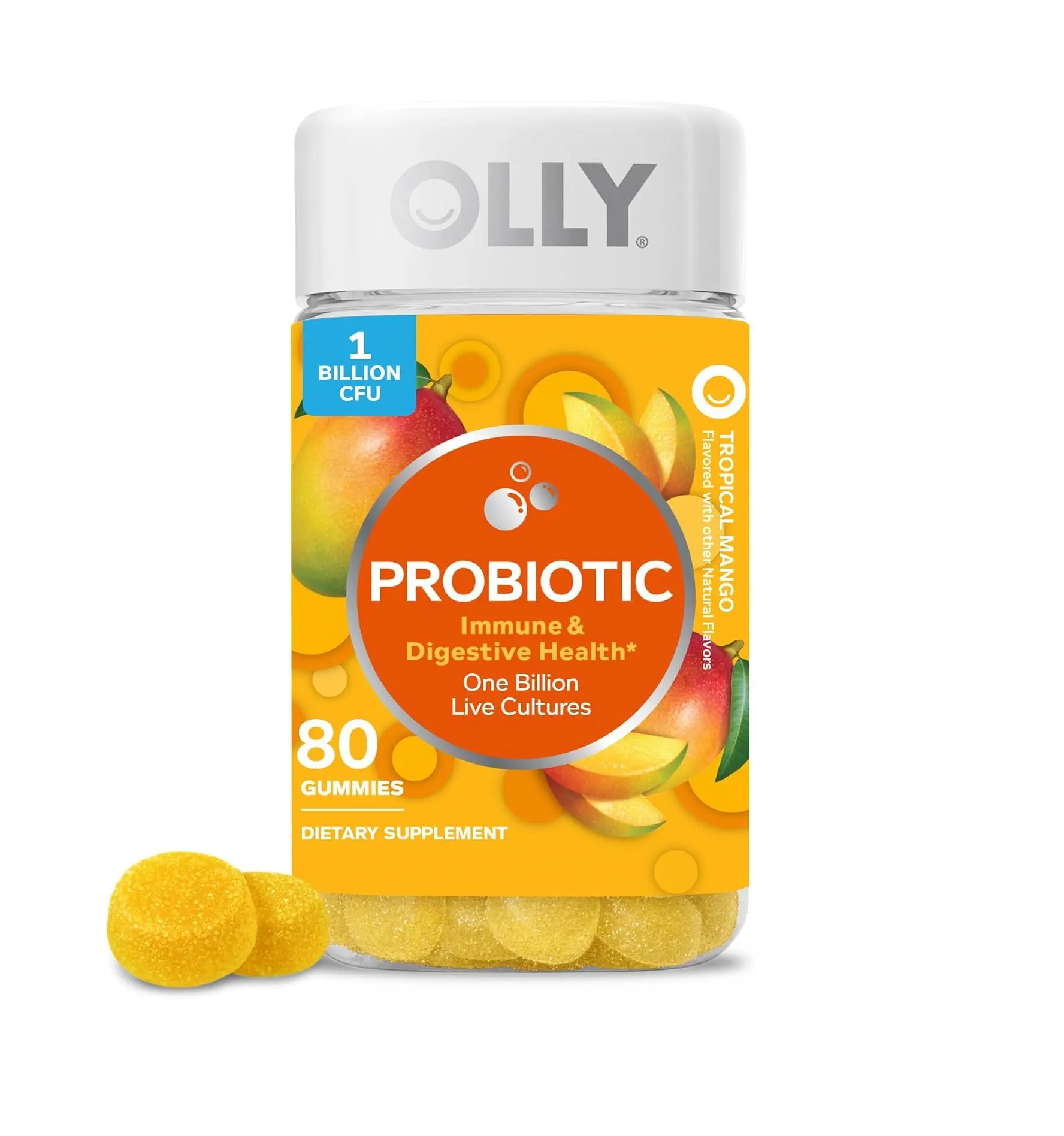 OLLY Probiotic Gummy, Immune System & Digestive Support*, Mango - 80 Count
