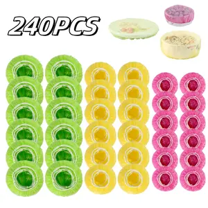 240PCS Bowl Covers, 3 Size Plastic Food Covers with Elastic, Colors Bowl Reusable, Alternative to Foil, Fresh Keeping, Disposable Dish wraps for Food Storage, Bread Proofing and Bugs Prevention