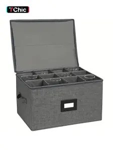 Stackable Wine Glass Storage Box, High Footed Cup Holder with Dividers, Multi Compartment, Ideal for Glasses & Crystal Cups, Moving Use Design