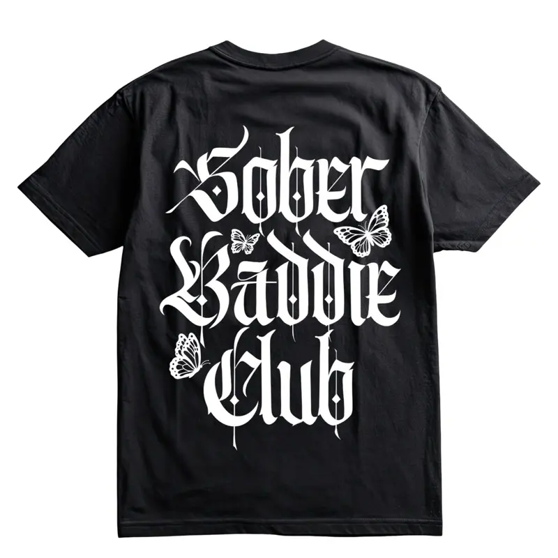 Women's Casual Crewneck Sober Baddie Club T-shirt