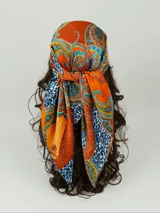 Fashionable Boho 85x85cm Head Scarf, Paisley Print Scarf, Stylish Sun Protection Accessory, Perfect for Daily Wear & Beach, Elegant Casual Design