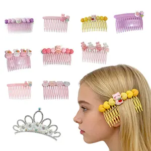 Colorful Hair Side Combs for Girls, Cute Flower Animal Hairpin Comb for Bangs, Cartoon Broken Hair Clip Comb for Child, Candy-Colored Kid's Teeth Hair Combs Pins Tortoise Side Comb Barrettes, 5PCS