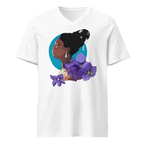 Nina Simone "African Violet" Unisex Short Sleeve V-Neck T-Shirt