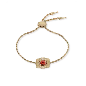 Ultra Mini Belt Buckle Birthstone Bracelet - Gold