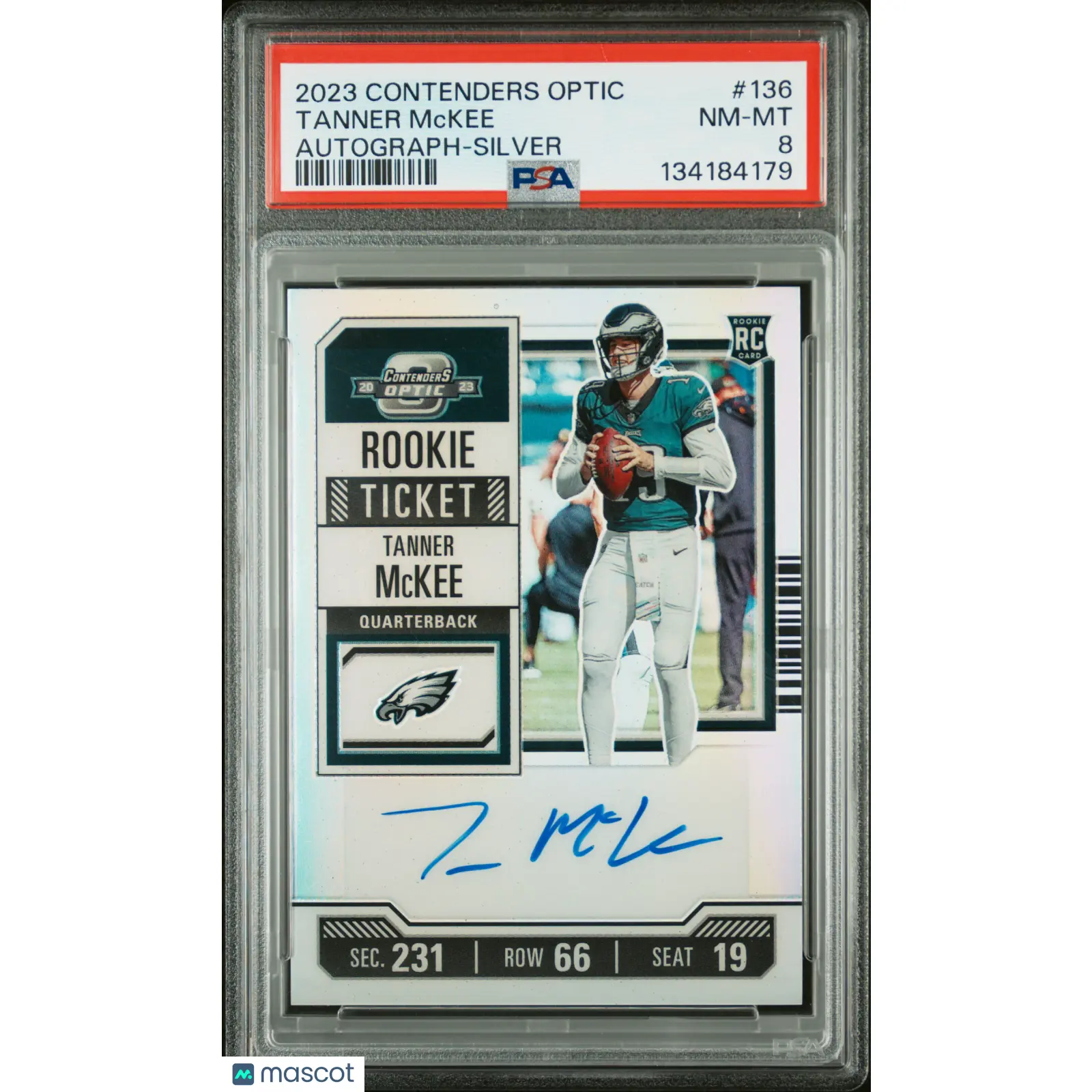 Tanner Mckee 2023 Panini Contenders Optic #136 Autograph Silver Rookie PSA 8