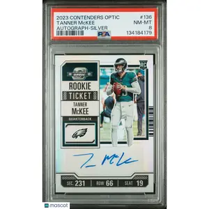 Tanner Mckee 2023 Panini Contenders Optic #136 Autograph Silver Rookie PSA 8