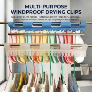 Clothes Socks Finishing Clips Plastic Anti Skid Windproof Storage Rack Hanger