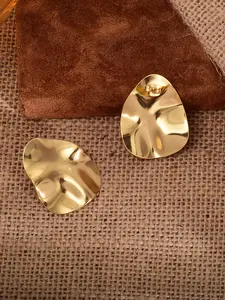 Irregularly Shaped Circular Textured Earrings, Stainless Steel, Exaggerated Fashionable Birthday Jewelry Gift for Lady Girl