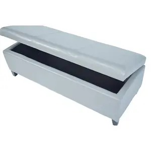 212 MAIN White PU Leather Contemporary Storage Ottoman - Single-Seat Indoor Furniture, Footstool with Storage Organization