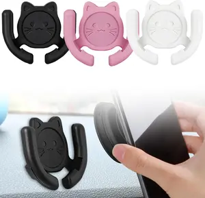 Multi-Surface Holder Car Mount 3 Pack Compatible for Popsocket Holder Grips Hand-Free Device Support Home Office Desk Wall Mount Cute Cat Strong Adhesive Sticky Gel Pad (Black White Pink)