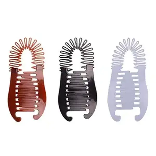 3Pcs Colorful Elongated Interlocking Plastic Banana Clip Hair Combs - Women Two Sides Hair Combs Ponytail Hair Clincher Hair Accessories for Ponytail Holder, Hair Clips, Clips and Barrettes