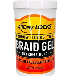 AllDay LOCKS Braid Gel Jar Extreme Hold High Shine Frizz Flake Free Edge Control Tea Tree Lavender Peppermint Oil Slick Style Braids Locks Twists Cornrows 32 oz