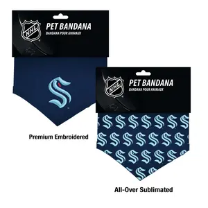NHL Seattle Kraken Embroidered Pet Bandana - Premium Embroidery & All-Over Sublimated Designs Available in Small & Large Sizes