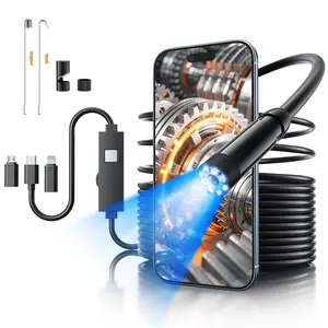 [Plug & Play] 1920P HD Endoscope Camera for iOS & Android, Borescope Inspection Camera with 8 LED Lights, 6.6ft Semi-Rigid Snake Camera Tools