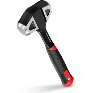 3lb Hard  Sledge Hammer, Heavy Duty - Forged Carbon Steel, 3-Pound Strike Drilling/Crack Hammer with Anti-Vibration Rubber Grip for Rock, Demolition & General Construction