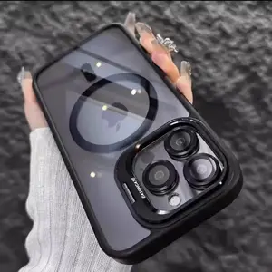 Magnetic Case for iPhone 16 17 Pro Max 15 14 13 12 11 with Camera Lens Protector & Built-in Metal Ring Stand Compatible with MagSafe Shockproof Military-Grade Protection Acrylic Clear Phone Cover for iPhone 17 Air