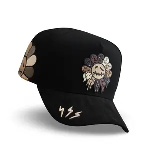 Snapback Hat "Melting Flower"| Mixed Media 3D Patch Print & Embroidery| Mad Monkey Scty.