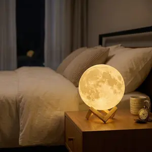 16 Color RGB Moon Lamp - Remote Control LED Night Light with Stand Base, Home Decor Lamp