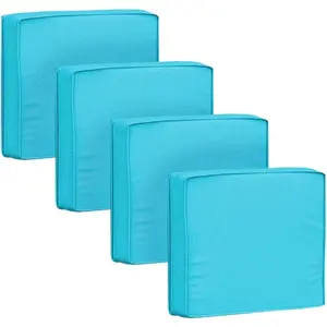 Cushion Covers 4 Pack Waterproof&Fade Resistant Zipper Furniture Cushion Covers for Couch,Sofa,Chair (Covers Only) (Cyan, 19*19*3)