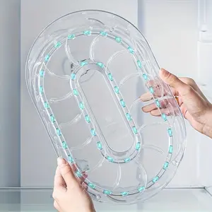 Space-Saving 360° Rotating Refrigerator Organizer, Freezer Organizer, Detachable Tray, Clear Plastic Storage Rack, Multi-Compartment Design, Kitchen & Fridge Organiser, Fridge Organizers And Storage, Refrigerator Accessories