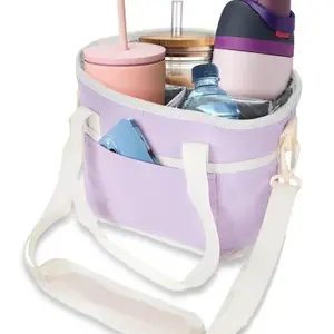 drink bag Insulated Cup Caddy Tote Bag with Adjustable Shoulder Strap and Multi-Pocket Dividers, Portable Drink Carrier for Outdoor Picnics, Beach Trips, Tailgating, and Daily Commute Delivery Services