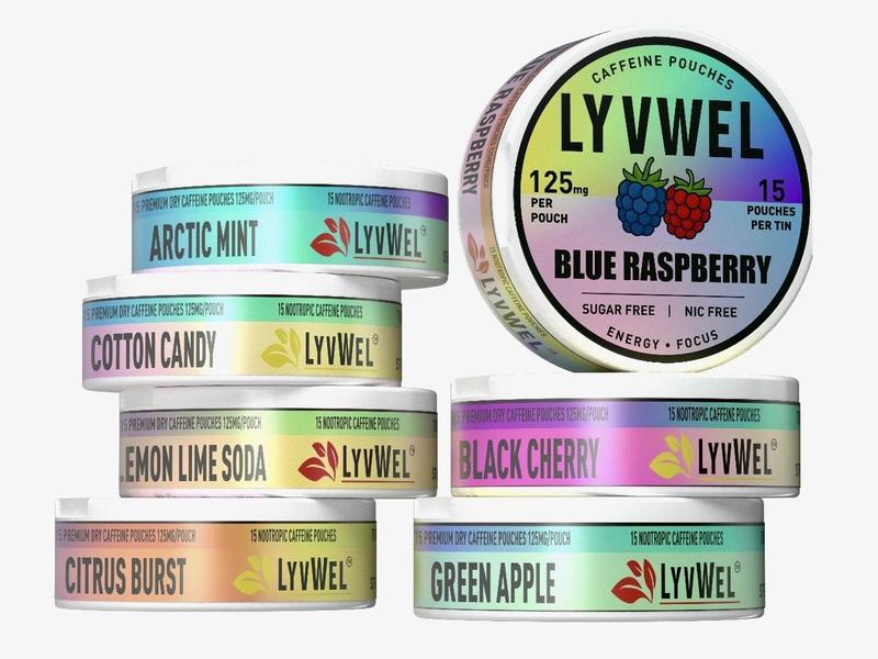 LyvWel 125mg Caffeine pouches Lip Pouches Zero Sugar Energy Pillows 1875mg per can Variety Pack Upper Decky 0 Sugar