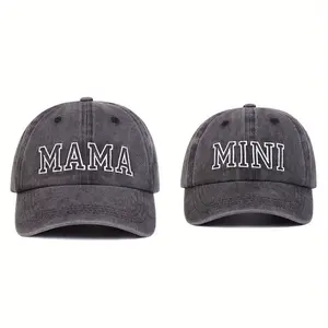 2pcs/set MAMA MINI Letter Embroidered Baseball Cap Family Hats Outdoor Sport Adjustable Sunscreen Leisure Hat Travel Tourism Beach Vacation