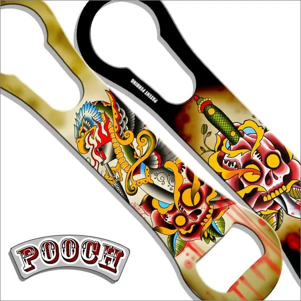Eagle Dagger V-Rod Tattoo Art Bottle Opener - Durable Home Bar & Kitchen Utensil, Patent Pending Shotgun Opener with Bold Graphics for Liquor & Beer Bottles, Utensils, V-Rod Opener