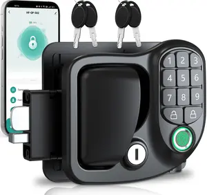 4-in-1 Smart RV Door Lock, RV Lock Keyless Entry with Bluetooth, Fingerprint, Passwords, All Metal RV Door Latch for Camper Trailer Cargo