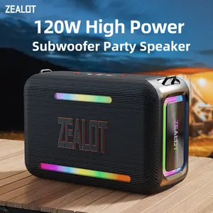 【ZEALOT】120W Portable wireless speaker, Bluetooth high fidelity sound and audio, RGB ambient light, outdoor IPX6 waterproof, 24000mAh long battery life, supports TWS pairing/USB/TF/AUX/BT smartphones. Ideal choice for family/car/party/camping/gift giving