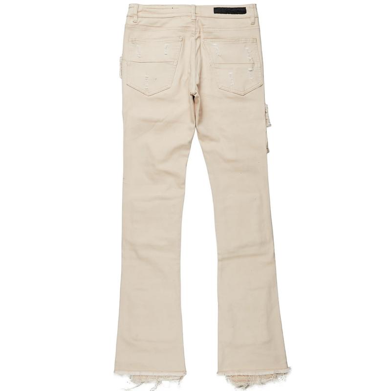 Orien Beige Painter Stacked Flare Jean