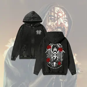 Unisex Sleep Token Washed Cotton Zipper Hooded Hoodie - Soft Vintage Casual - Long Sleeve Tops