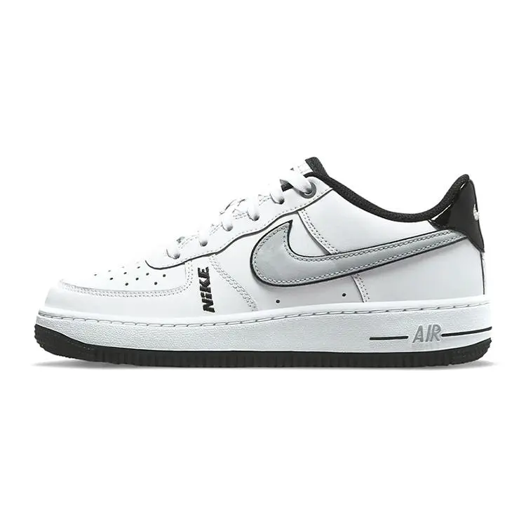 Nike Air Force 1 LV8 GS Sneakers, 'White Wolf Grey' Kids' Sports Footwear for Sports & Outdoor Activities, Casual Athletic Footwear, Back To School, Trainers, Girls, Laces, Runs Small, Everyday Wear & School, Leather, Solid Colors, Athletic Shoe