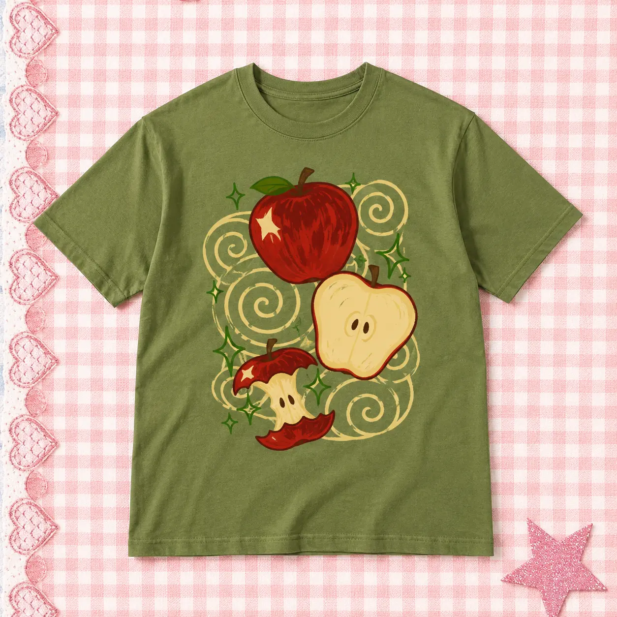 GILDAN KIWI Vintage Apple Graphic T-Shirt - Artistic Fresh Fruit Illustration Unisex Cotton Tee