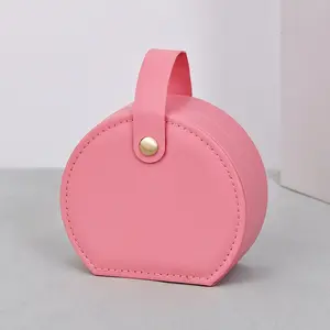 Portable Half-Circle Jewelry Box, Handheld Mini Earring Necklace Organizer, Convenient Storage Solution, Available Now