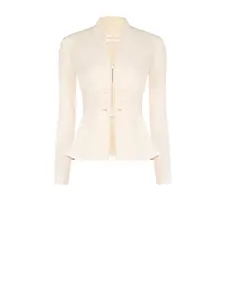 Scuba Crepe Peplum Jacket with Georgette Waistband