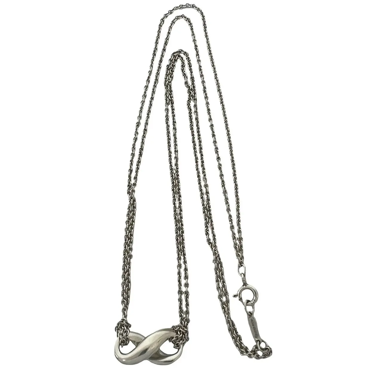 Pre-owned Tiffany & Co. Sterling Silver 925 (Ag925) Small Leather Goods TIFFANY&Co. Infinity Silver Necklace