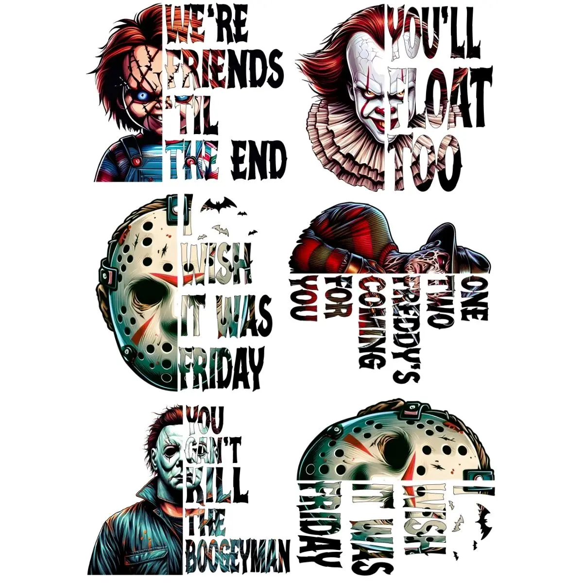 Halloween Horror Movie killer 2 Friends premade 6 transfers
