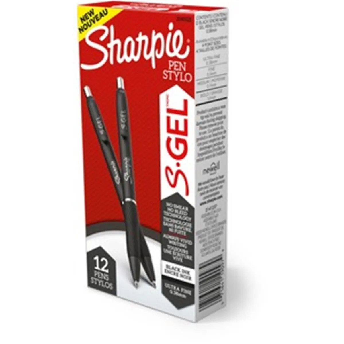 Sharpie S-Gel Clip Pen, 0.38 mm Tip, Black Ink - 12 Count, Ideal for Students