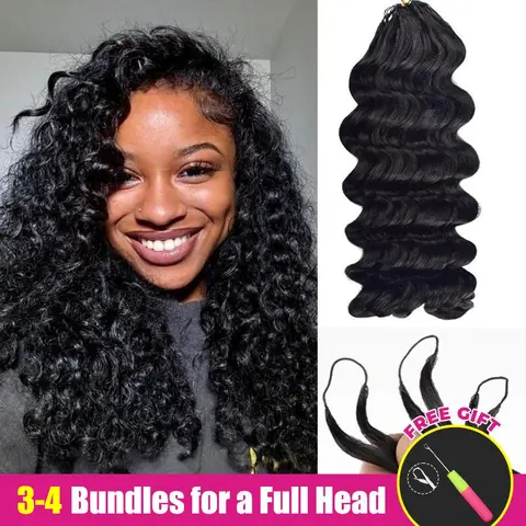 ISEE HAIR Crochet Hair Loose Deep Human Hair Extensions Miracle Knots Pre-Separated 50g/Pack (32-38 Strands Per Pack）– Knotless Boho Braids, 4-5 Packs for Full Head, Protective Hairstyles Vacation Hair #TikTokShopFallDealsForYou